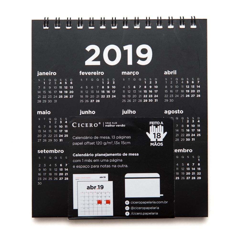 Calendário 2019 Cicero Papelaria cicero