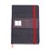 Caderneta Clássica 14x21 - Vermelha e Preta Sem Pauta fechada com cinta de informações