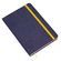 Caderneta clássica com elástico amarelo e capa azul marinho