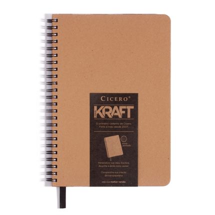 Caderno wire-o Kraft 14x21 - Kraft Pontado capa