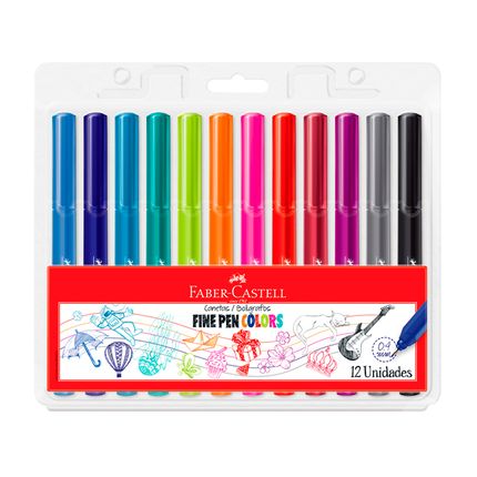 Estojo Faber Castell Caneta Fine Pen Colors c/12 un