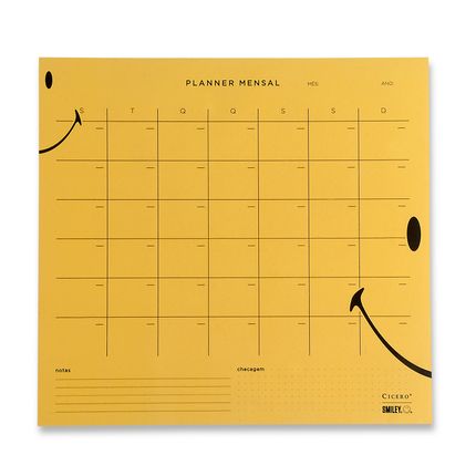 Planner Bloco Mensal Smiley - Amarelo - 29,7 x 27