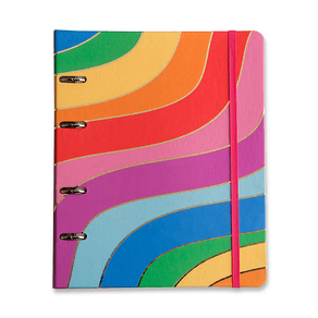 Caderno criativo com ondas coloridas capa