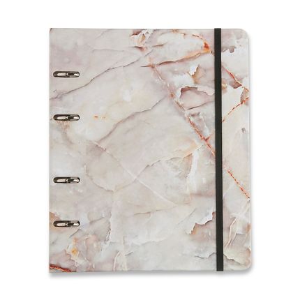 Caderno Criativo Argolado - Mármore Branco - Minerais - 17x24 pautado