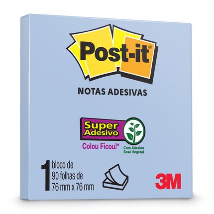 Bloco de Notas Super Adesivas Post-it - Azul - 76 mm x 76 mm