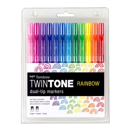 Marcador Artístico Ponta Dupla Twin Tone 12 Cores Rainbow  Tombow