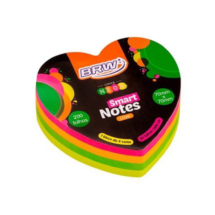Bloco Smart Notes Love 70x70mm Coração - Colorido Neon -BRW (BA7031)