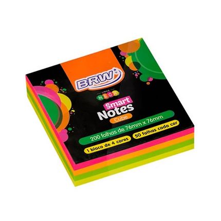 Bloco Smart Notes Cube 76x76mm - Neon - BRW