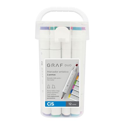 Estojo Marcador Artístico Graf Duo Brush - 12 Cores básicas - Cis (60.9000)