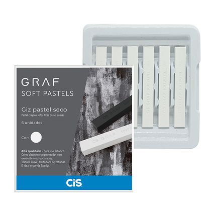 Giz Graf Soft Pastel - Branco - 6 unidades - Cis