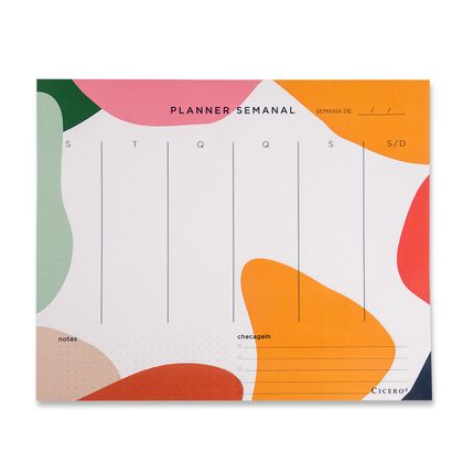 Planner Bloco Semanal Colorido - 24,5 x 20,3 cm