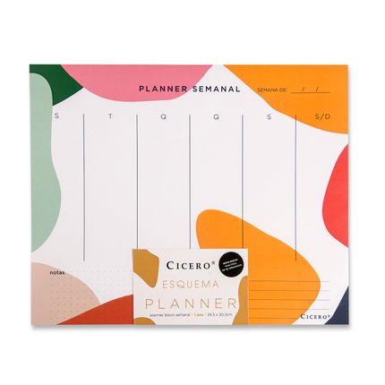 Planner Bloco Semanal Colorido - 24,5 x 20,3 cm