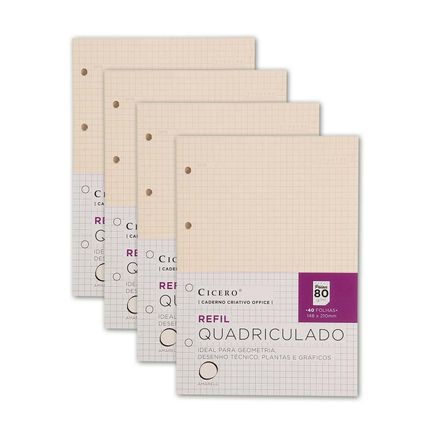 Kit-de-4-Refis-Quadriculado-A5-Caderno-Argolado-Office-Polen-80g